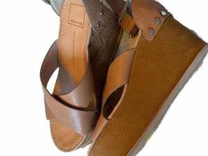 Dolce Vita Dalrae Caramel Leather Studded Wedge Sandal